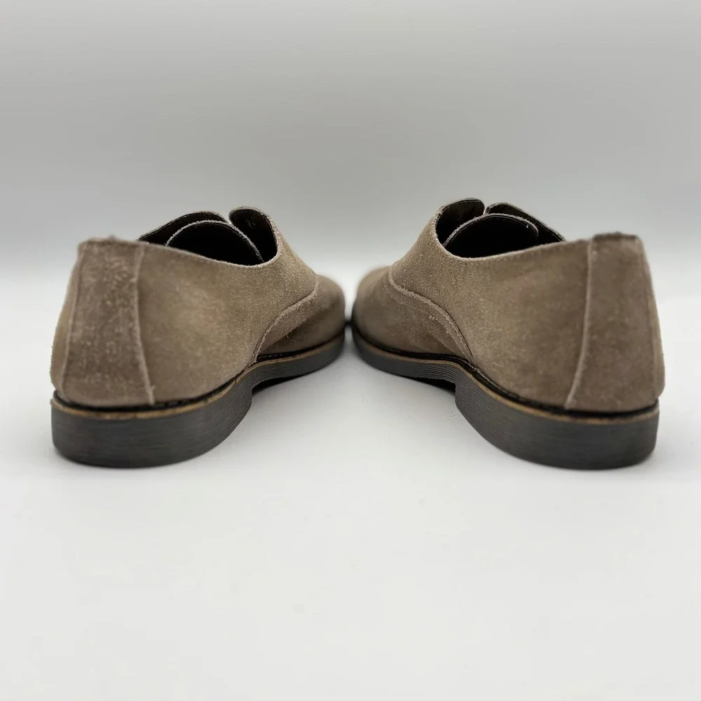 Alpine Swiss Mens S881 Suede Leather Cap Toe Oxford Shoes Brown Taupe Size 10